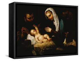 The Holy Family-Jacopo Robusti Tintoretto-Framed Stretched Canvas