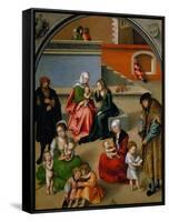 The Holy Kinship (With Self-Portrait of Cranach, Standing with Red Cap)-Lucas Cranach the Elder-Framed Stretched Canvas