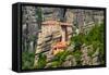 The Holy Monastery of Rousanou (St. Barbara) at Meteora, Trikala Region in Greece-mazzzur-Framed Stretched Canvas