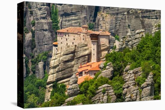 The Holy Monastery of Rousanou (St. Barbara) at Meteora, Trikala Region in Greece-mazzzur-Stretched Canvas