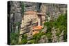 The Holy Monastery of Rousanou (St. Barbara) at Meteora, Trikala Region in Greece-mazzzur-Stretched Canvas