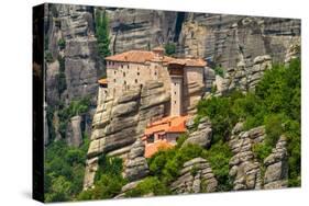 The Holy Monastery of Rousanou (St. Barbara) at Meteora, Trikala Region in Greece-mazzzur-Stretched Canvas