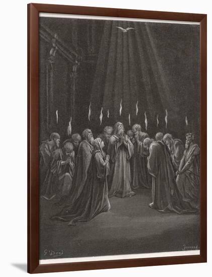 The Holy Spirit Descends on the Apostles and Their Associates with the Gift of Tongues-Gustave Dor?-Framed Photographic Print