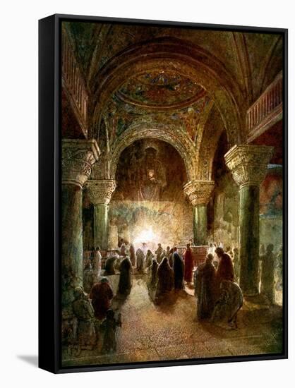 The Holy Spirit watches over a congregation -Bible-William Brassey Hole-Framed Stretched Canvas