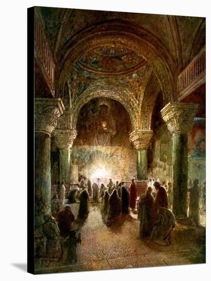 The Holy Spirit watches over a congregation -Bible-William Brassey Hole-Stretched Canvas