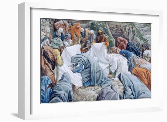 The Holy Virgin Kisses the Face of Christ before it Is Wrapped in the Winding Sheet for 'The Life o-James Jacques Joseph Tissot-Framed Giclee Print