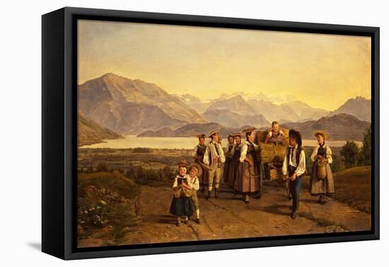 The Homecoming from the Harvest on Lake Zug, 1844-Ferdinand Georg Waldmuller-Framed Stretched Canvas