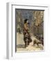 The Homeless Poor, Mother and Child with Dog in the Snow-Sir John Gilbert-Framed Giclee Print