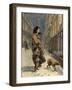 The Homeless Poor, Mother and Child with Dog in the Snow-Sir John Gilbert-Framed Giclee Print