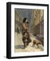 The Homeless Poor, Mother and Child with Dog in the Snow-Sir John Gilbert-Framed Giclee Print