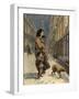 The Homeless Poor, Mother and Child with Dog in the Snow-Sir John Gilbert-Framed Giclee Print