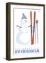 The Homestead, Virginia, Snowman with Skis-Lantern Press-Framed Art Print