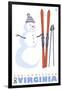 The Homestead, Virginia, Snowman with Skis-Lantern Press-Framed Art Print