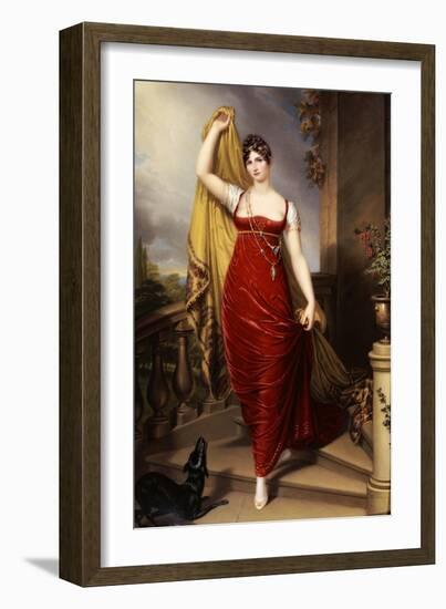 The Hon. Mrs Thomas Hope, Full Face in a Red Velvet Dress, Painted 1813-Henry Bone-Framed Giclee Print