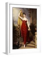 The Hon. Mrs Thomas Hope, Full Face in a Red Velvet Dress, Painted 1813-Henry Bone-Framed Giclee Print