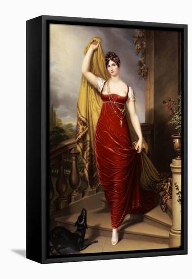 The Hon. Mrs Thomas Hope, Full Face in a Red Velvet Dress, Painted 1813-Henry Bone-Framed Stretched Canvas