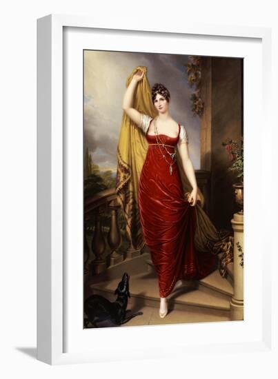 The Hon. Mrs Thomas Hope, Full Face in a Red Velvet Dress, Painted 1813-Henry Bone-Framed Giclee Print