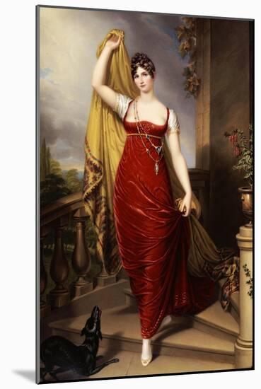 The Hon. Mrs Thomas Hope, Full Face in a Red Velvet Dress, Painted 1813-Henry Bone-Mounted Giclee Print
