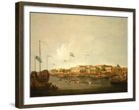 The Hongs at Canton from the South East, with a Regatta on the Pearl River-Thomas Daniell-Framed Giclee Print