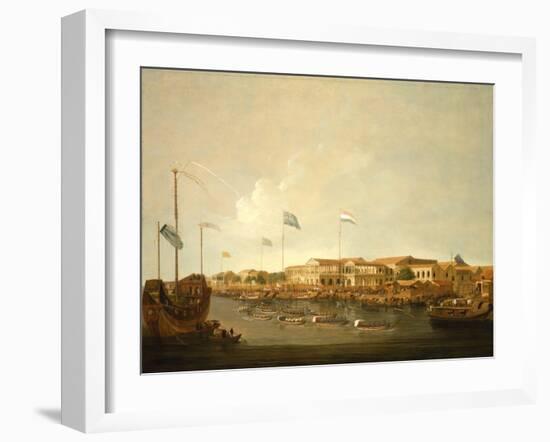 The Hongs at Canton from the South East, with a Regatta on the Pearl River-Thomas Daniell-Framed Giclee Print