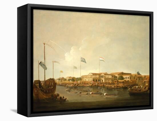 The Hongs at Canton from the South East, with a Regatta on the Pearl River-Thomas Daniell-Framed Stretched Canvas