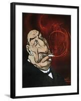 The Honourable Giolitti's Smoke, Satirical Cartoon from L'Asino Magazine, July 26, 1908, Italy-null-Framed Giclee Print