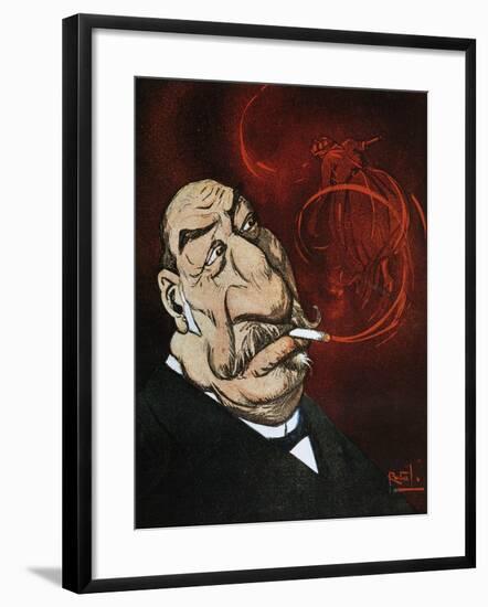 The Honourable Giolitti's Smoke, Satirical Cartoon from L'Asino Magazine, July 26, 1908, Italy-null-Framed Giclee Print