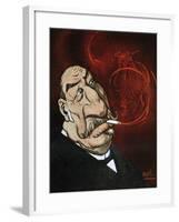 The Honourable Giolitti's Smoke, Satirical Cartoon from L'Asino Magazine, July 26, 1908, Italy-null-Framed Giclee Print