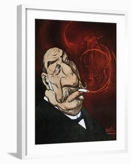 The Honourable Giolitti's Smoke, Satirical Cartoon from L'Asino Magazine, July 26, 1908, Italy-null-Framed Giclee Print