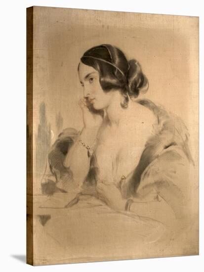 The Honourable Mrs Norton, C.1850 (Oil, Charcoal & Crayon on Canvas)-Edwin Landseer-Stretched Canvas