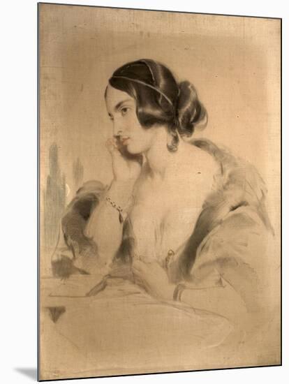 The Honourable Mrs Norton, C.1850 (Oil, Charcoal & Crayon on Canvas)-Edwin Landseer-Mounted Giclee Print