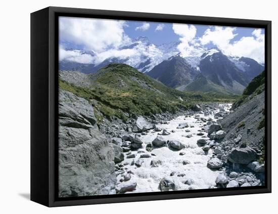 The Hooker River Flowing from the Hooker Glacier, Mount Cook National Park, Canterbury-Robert Francis-Framed Stretched Canvas