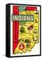 The Hoosier State Map-null-Framed Stretched Canvas