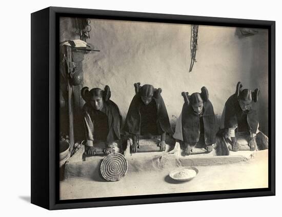 The Hopi Mealing Trough-Edward S^ Curtis-Framed Stretched Canvas