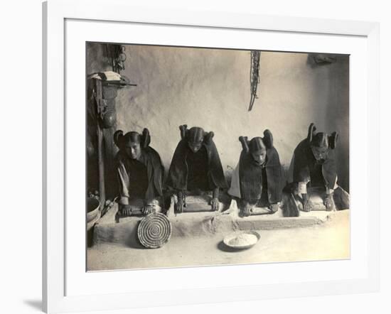 The Hopi Mealing Trough-Edward S^ Curtis-Framed Photo