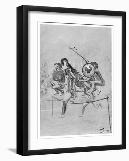 The Hoplitodromos or Warriors' Race-Andre Castaigne-Framed Art Print