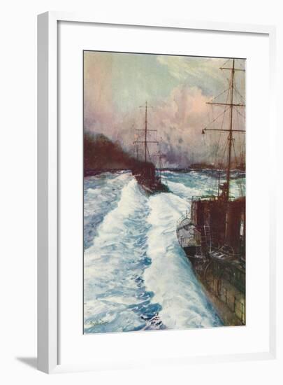 'The Hornets of the Seas. Destroyers at Speed', c1917 (1919)-Charles Dixon-Framed Giclee Print