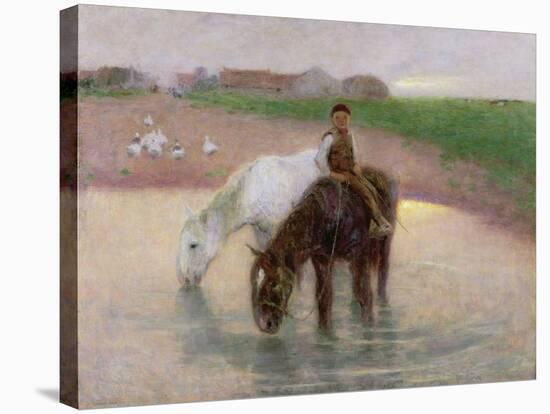 The Horse Pond, C.1890-Edward Stott-Stretched Canvas