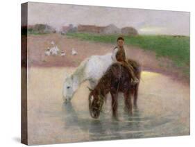 The Horse Pond, C.1890-Edward Stott-Stretched Canvas