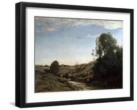 The Horsecart, Memory of Marcoussis Near Montlhery, 1855-Jean-Baptiste-Camille Corot-Framed Giclee Print