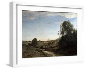 The Horsecart, Memory of Marcoussis Near Montlhery, 1855-Jean-Baptiste-Camille Corot-Framed Giclee Print