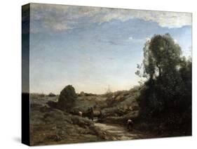 The Horsecart, Memory of Marcoussis Near Montlhery, 1855-Jean-Baptiste-Camille Corot-Stretched Canvas