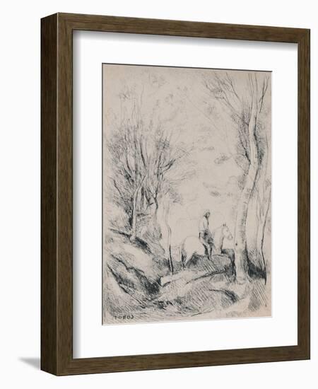 'The Horseman in the Wood', c.1854, (1946)-Jean-Baptiste-Camille Corot-Framed Giclee Print