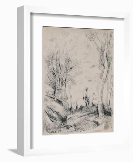 'The Horseman in the Wood', c.1854, (1946)-Jean-Baptiste-Camille Corot-Framed Giclee Print