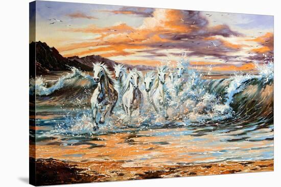 The Horses Running From Waves-balaikin2009-Stretched Canvas