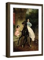 The Horsewoman, Portrait of Giovanina and Amacilia Paccini, Wards of Countess Samoilova, 1832-Aleksandr Pavlovich Bryullov-Framed Giclee Print