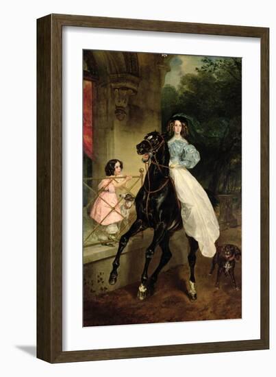 The Horsewoman, Portrait of Giovanina and Amacilia Paccini, Wards of Countess Samoilova, 1832-Aleksandr Pavlovich Bryullov-Framed Giclee Print