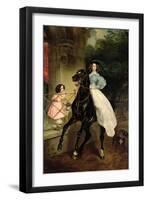 The Horsewoman, Portrait of Giovanina and Amacilia Paccini, Wards of Countess Samoilova, 1832-Aleksandr Pavlovich Bryullov-Framed Giclee Print