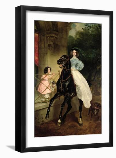 The Horsewoman, Portrait of Giovanina and Amacilia Paccini, Wards of Countess Samoilova, 1832-Aleksandr Pavlovich Bryullov-Framed Giclee Print