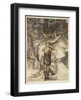 'The hot blood burns like fire!', illustration from 'Siegfried and the Twilight of the Gods', 1924-Arthur Rackham-Framed Premium Giclee Print